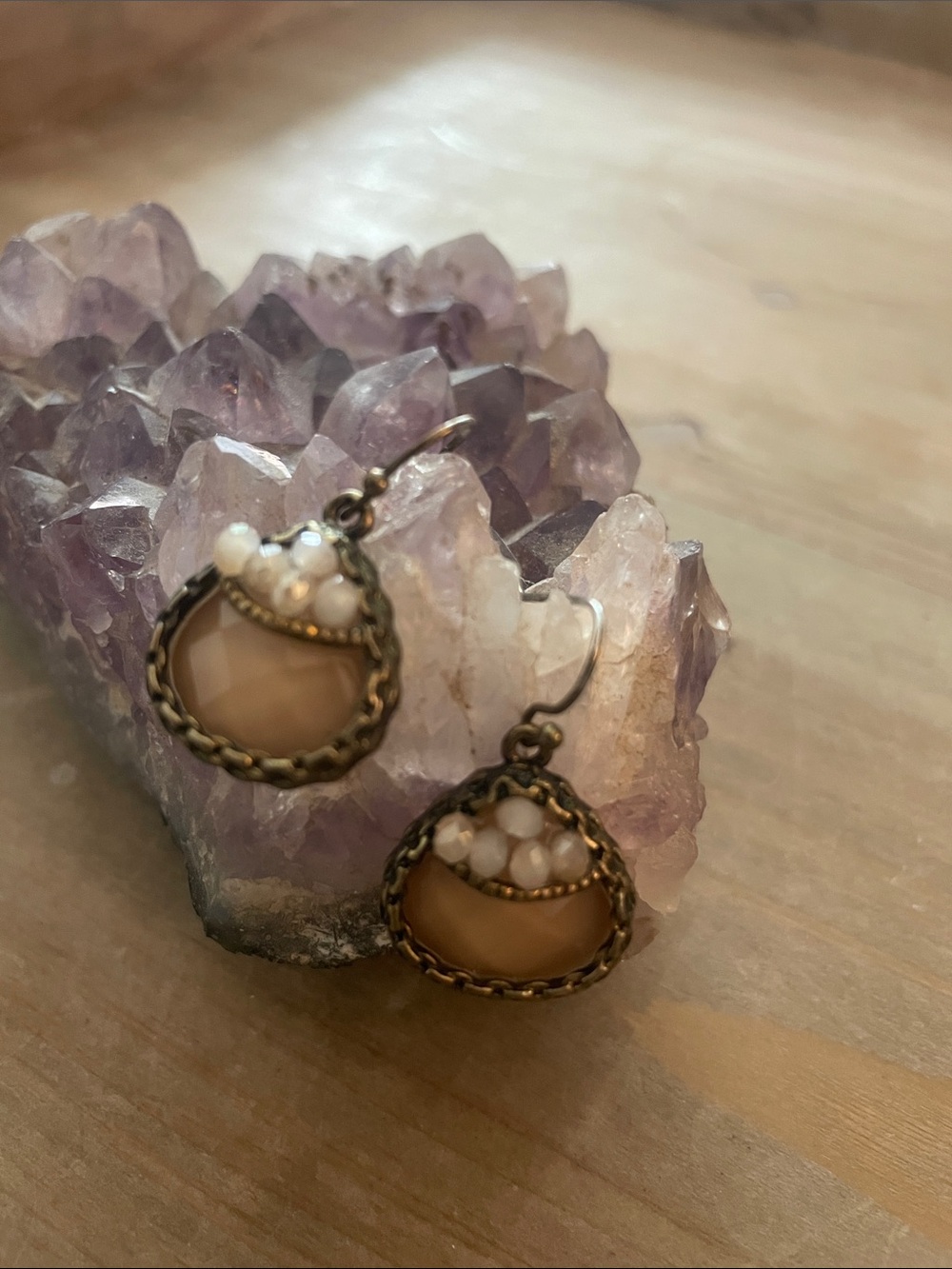 Vintage style  cut glass drop earrings very nicely made